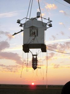 Payload recovery machinery sunset / sunrise. Airborne Systems. Space parachute & inflatable systems. Military-grade deceleration, airbag landing, aerospace recovery, personnel & cargo delivery parachute systems. Ghaps.