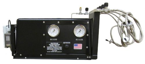SOLR™ Military Oxygen Booster Pump. SOLR™ military oxygen booster pump systems for army jumpers. Fills army missions oxygen systems to pressures up to 4,500 psi.Black box with outlet and inlet pressure guages and inlet shut off valve and connector cables.